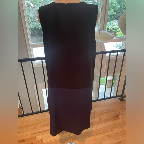 Halogen Asymmetrical Layered Dress in Blue, Black, and White. - Picture 3 of 4